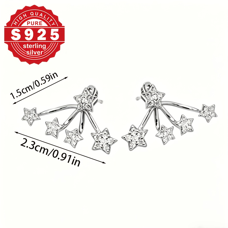 Women's S925 Sterling Silver Stud Earrings with Synthetic Zirconia